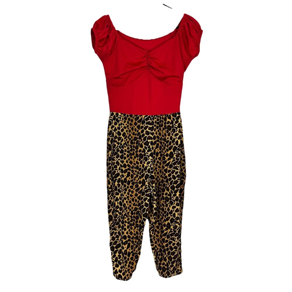 Curtain Call Animal Print Bottom Red Top Costume Romper One Piece Size ALA